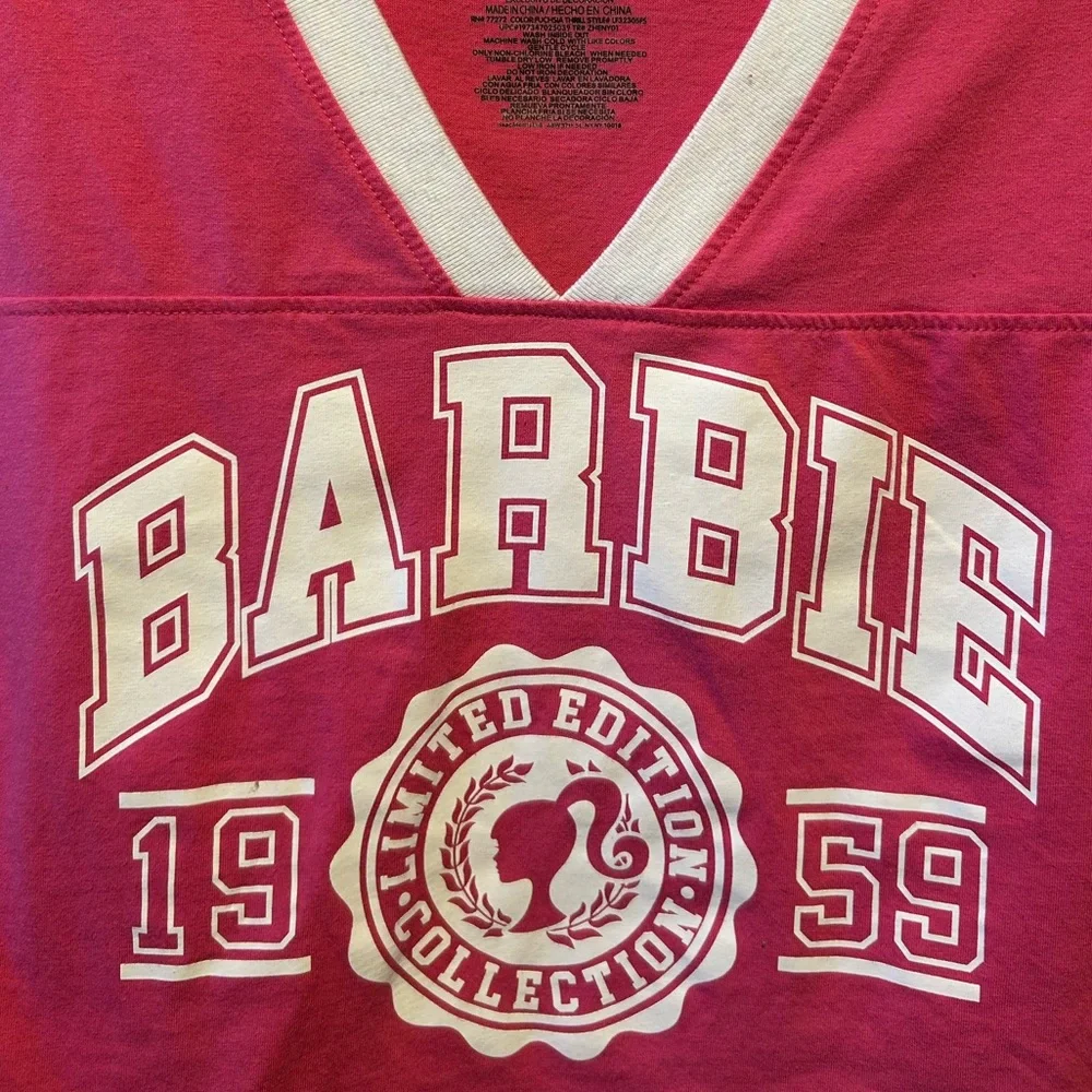 Mattel Barbie Pink V-Neck Cropped Top - Picture 12 of 12